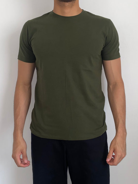 Camiseta Básica Slim Fit - Verde Militar